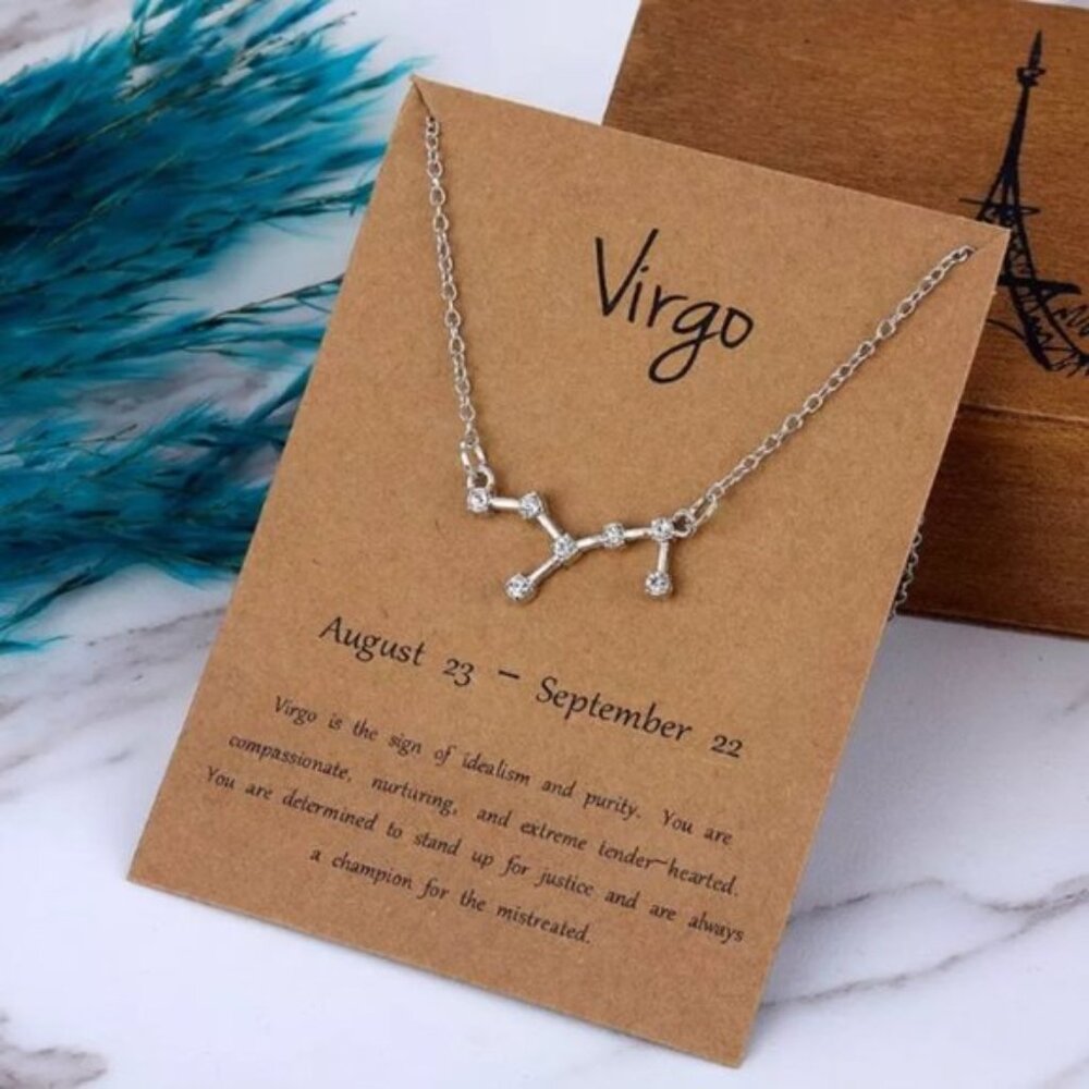 🎉 New Virgo Zodiac Sign Silver Plated Necklace